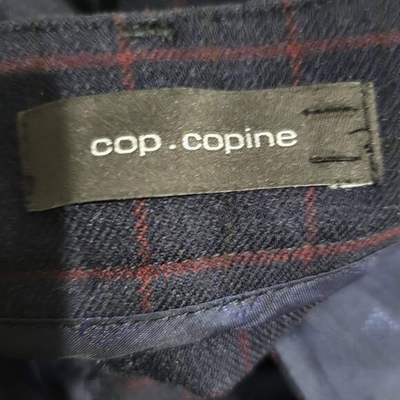 Cop Copine Ouaf Pant Blue Cropped Trouser Check Plaid Cuffed Wide Leg Size 40 10 - Picture 8 of 15